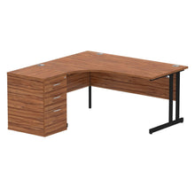 Load image into Gallery viewer, 160cm Walnut Office Corner Desk Black Leg Left Hand
