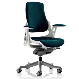 Adaptive White and Maringa Teal Ergo Chair No Headrest