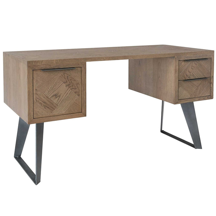 Amara Wood Desk With Drawers Front