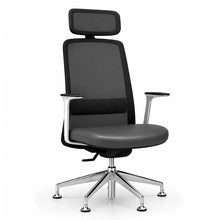 Load image into Gallery viewer, Amari Office Chair Without Wheels, Shown in Genuine Anthracite Leather with Adjustable Headrest &amp; 4D Armrests
