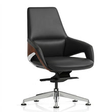 Load image into Gallery viewer, Astor Fixed Based Executive Office Chair Without Wheels (3/4 View Black Synthetic Leather)
