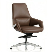 Load image into Gallery viewer, Astor Fixed Based Executive Office Chair Without Wheels (3/4 View Brown Synthetic Leather)
