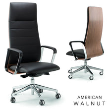 Load image into Gallery viewer, Atelier Black Leather Chair with American Walnut Back
