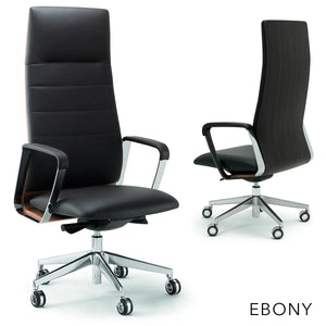 Atelier Black Leather Chair with Ebony Back