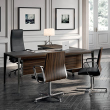 Load image into Gallery viewer, Atelier Black Leather Chair with Ebony Back Room Shot
