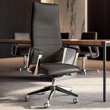 Load image into Gallery viewer, Atelier Manager Chair in Black Leather Style Shot
