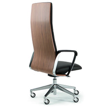 Load image into Gallery viewer, Atelier Black Leather Office Chair with American Walnut Back
