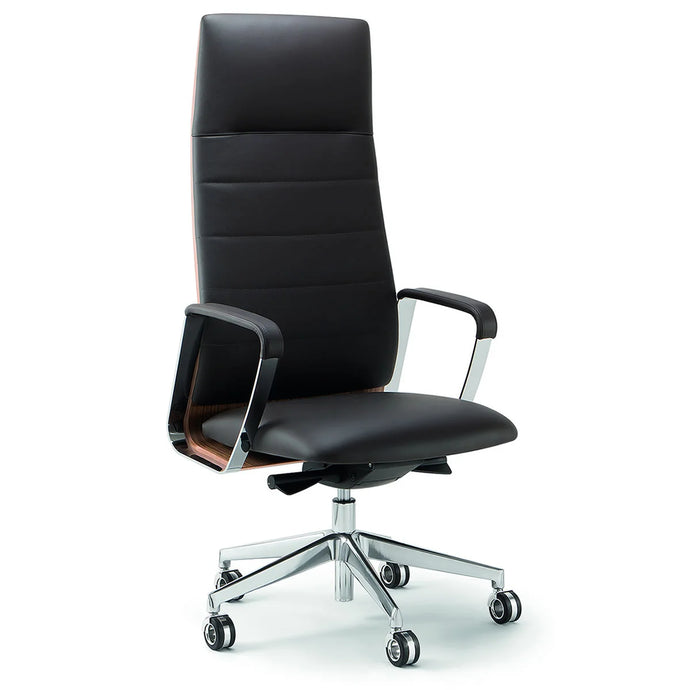 Atelier Black Leather Office Chair on White Background
