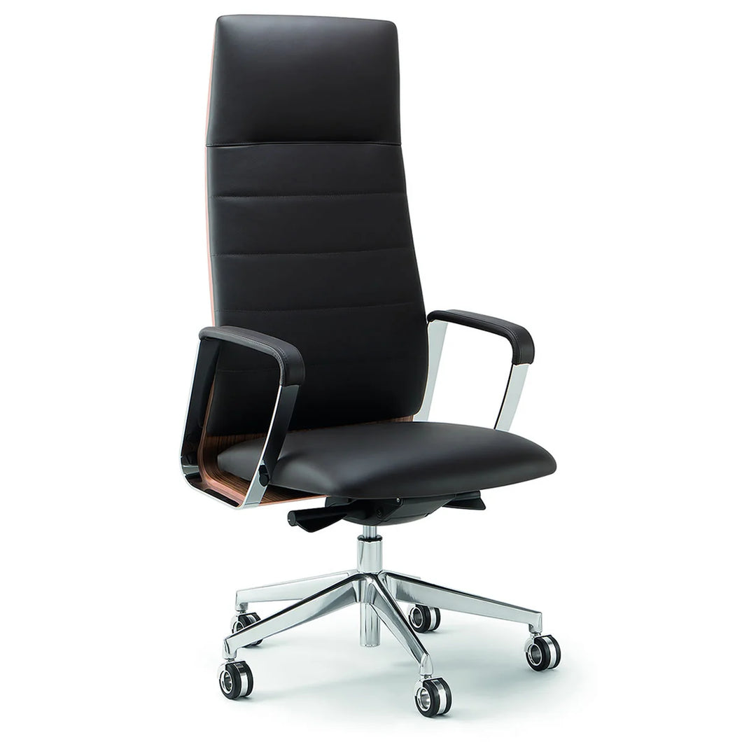 Atelier Black Leather Office Chair on White Background