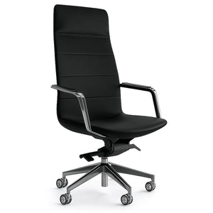 Black Executive Chair With Chrome Arms and Base