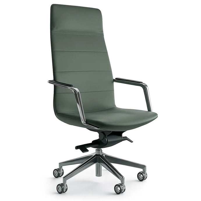 Olive Green Executive Chair With Chrome Detailing