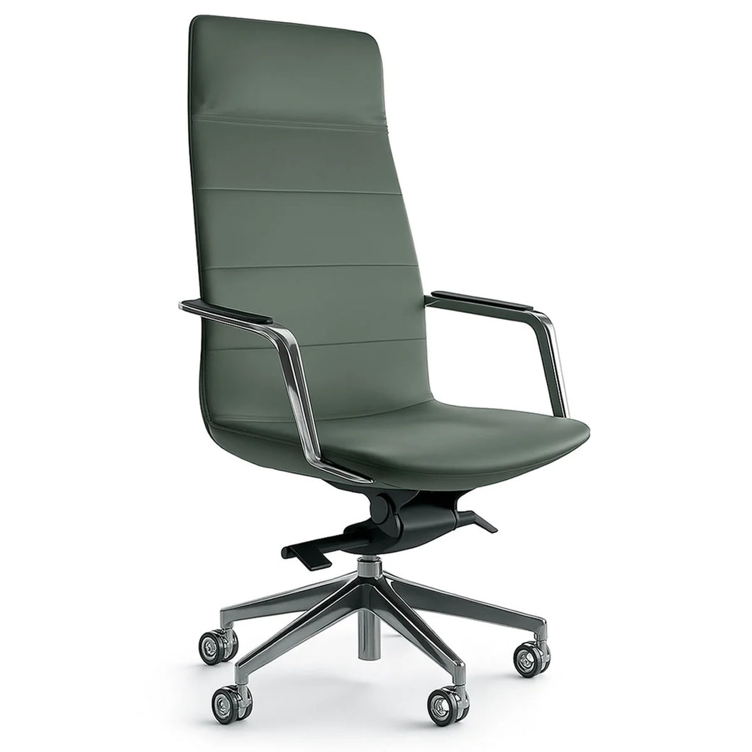 Olive Green Executive Chair With Chrome Detailing