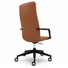 Load image into Gallery viewer, Aura Genuine Leather Executive Office Chair in Whiskey Leather with Black Base (Rear View)
