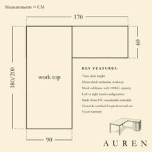 Load image into Gallery viewer, Auren Corner Desk Measurements Diagram
