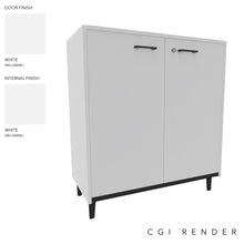 Load image into Gallery viewer, Vero Low Office Cabinet in White with Grey Legs
