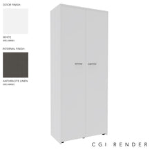 Load image into Gallery viewer, Vero Full Height Storage Cabinet in White and Anthracite finish with Standard Feet
