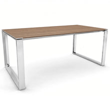 Load image into Gallery viewer, Bossi Computer Desk in American Walnut Finish with Polished Chrome Legs
