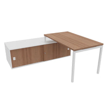 Load image into Gallery viewer, Mila Left Hand Corner Desk White &amp; American Walnut
