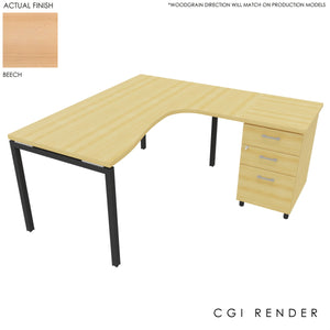 Curva Corner Desk Beech Grey 160 Right
