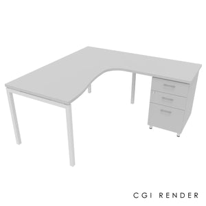 Curva Corner Desk Grey White 160 Right