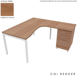 Curva Corner Desk American Walnut White 160 Right