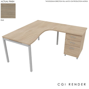 Curva Corner Desk Elm Aluminium 160 Right