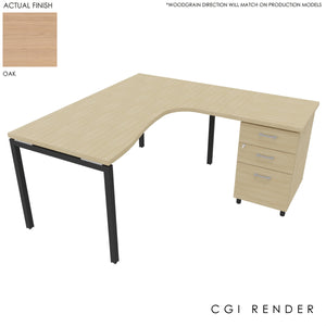 Curva Corner Desk Oak Grey 160 Right