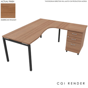 Curva Corner Desk American Walnut Grey 180 Right