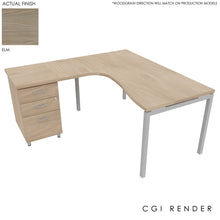 Load image into Gallery viewer, Curva Corner Desk Elm Aluminium 160 Left
