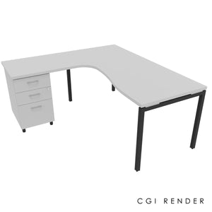 Curva Corner Desk Grey 180 Left