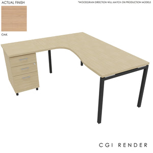 Curva Corner Desk Oak Grey 180 Left