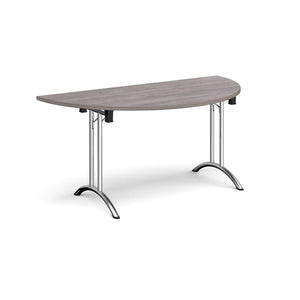 Adaptive 1600 Chrome Grey Oak Semi Circle Foldable Desk