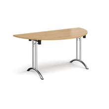 Load image into Gallery viewer, Adaptive 1600 Chrome Oak Semi Circle Foldable Desk
