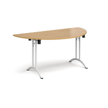Load image into Gallery viewer, Adaptive 1600 White Oak Semi Circle Foldable Desk

