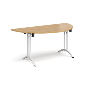 Adaptive 1600 White Oak Semi Circle Foldable Desk