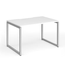 Load image into Gallery viewer, Connection 1200mm Box Frame Office Desk in White Finish with Silver Legs
