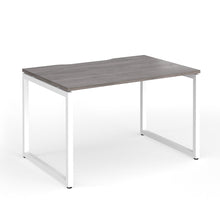 Load image into Gallery viewer, Connection 1200mm Box Frame Office Desk in Grey Oak Finish with White Legs
