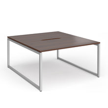 Load image into Gallery viewer, Connection 1400mm Box Frame Bench Desk in Walnut with Silver Frame
