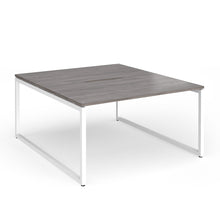 Load image into Gallery viewer, Connection 1400mm Box Frame Bench Desk in Grey Oak with White Frame
