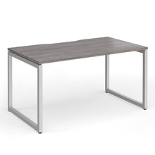 Load image into Gallery viewer, Connection 1400mm Box Frame Office Desk in Grey Oak Finish with Silver Legs
