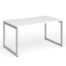 Load image into Gallery viewer, Connection 1400mm Box Frame Office Desk in White Finish with Silver Legs
