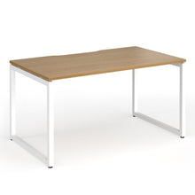 Load image into Gallery viewer, Connection 1400mm Box Frame Office Desk in Oak Finish with White Legs
