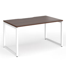 Load image into Gallery viewer, Connection 1400mm Box Frame Office Desk in Walnut Finish with White Legs
