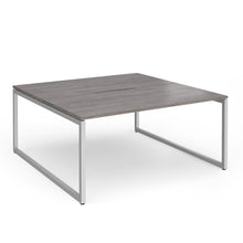 Load image into Gallery viewer, Connection 1600mm Box Frame Bench Desk in Grey Oak with Silver Frame
