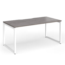 Load image into Gallery viewer, Connection 1600mm Box Frame Office Desk in Grey Oak Finish with White Legs
