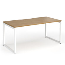 Load image into Gallery viewer, Connection 1600mm Box Frame Office Desk in Oak Finish with White Legs
