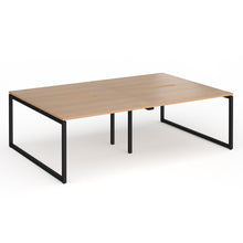 Load image into Gallery viewer, Connection 2400mm Box Frame Bench Desk in Beech Finish with Black Legs
