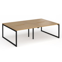 Load image into Gallery viewer, Connection 2400mm Box Frame Bench Desk in Oak Finish with Black Legs

