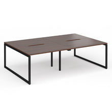 Load image into Gallery viewer, Connection 2400mm Box Frame Bench Desk in Walnut Finish with Black Legs
