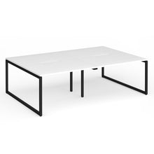Load image into Gallery viewer, Connection 2400mm Box Frame Bench Desk in White Finish with Black Legs
